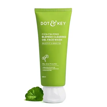 Dot & Key-CICA Face Wash for Acne Prone Skin, 2% Salicylic Acid with Green Tea | For Oily & Sensitive Skin | Sulphate Free for Men & Women | Oil Control Face Wash
