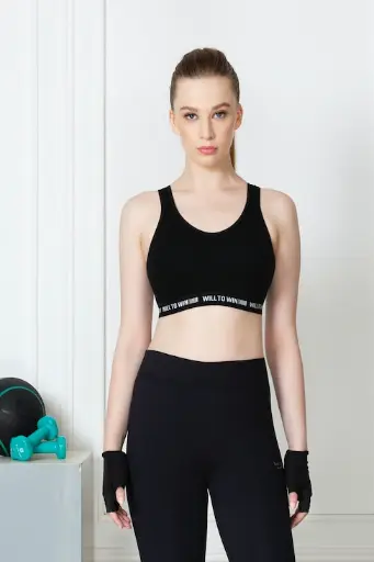 Van Heusen Proactive Women Black Anti Bacterial Wireless Sports Bra