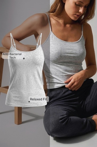 Van Heusen Women Lt Grey Melange Solid Anti Bacterial Colour Fresh Spaghetti