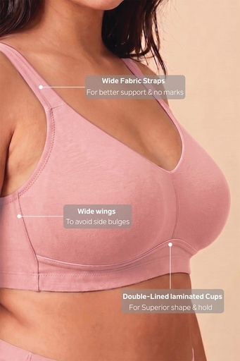 Van Heusen Women Old Rose Solid Plus Size Wireless Minimizer Bra