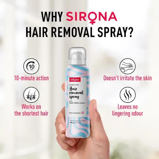 [Aloevera & Rose Fragrance-200ml] Sirona-Hair Removal Spray with Aloe Vera & Rose Fragrance-200ml