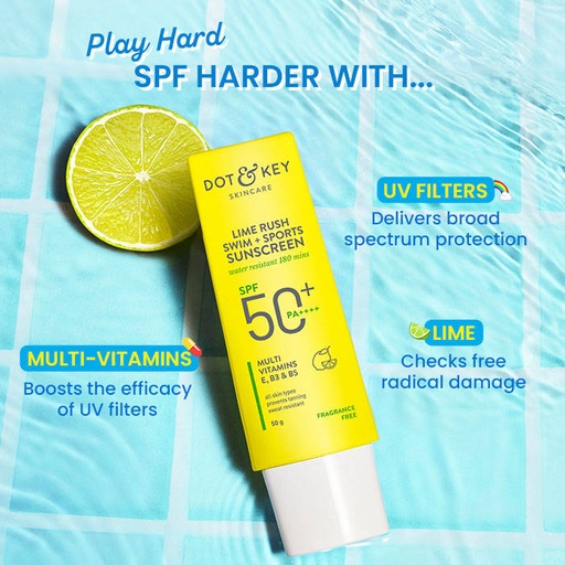 [LIME RUSH SWIM+SPORTS SUNSCREEN-50G] Dot & Key-Lime Rush Swim + Sports Sunscreen SPF 50+ PA++++ In-Vivo Tested