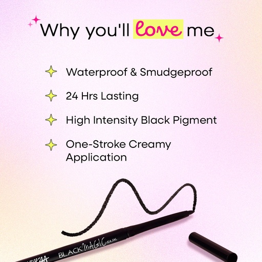 [Kajal Eyeliner Pencil-0.3g] Nykaa-Magic Smudge proof Kajal Eyeliner Pencil Lasts Upto 24 Hours-Black