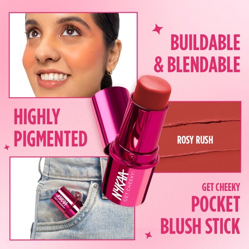 [BLUSH-ROSY RUSH] Nykaa-Cosmetics Get Cheeky Blush Stick - Rosy Rush