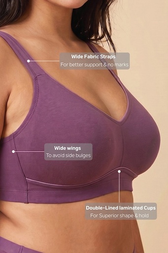 Van Heusen Women Purple Gum Drop Solid Plus Size Wireless Minimizer Bra