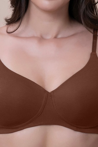 Amante-Breathe Bliss Padded Non-Wired T-Shirt Bra - Cambridge Brown