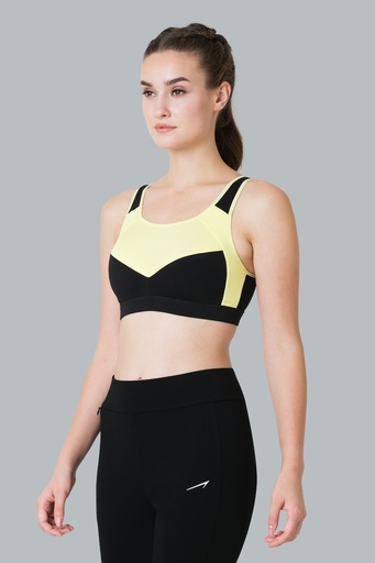 Van Heusen Proactive Women Sweet Yellow Colour Blocked Anti-Bacterial Wireless Racerback Sports Bra