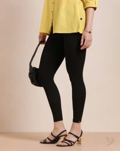 Twin Birds-Cotton Ankle Legging - Carbon Black