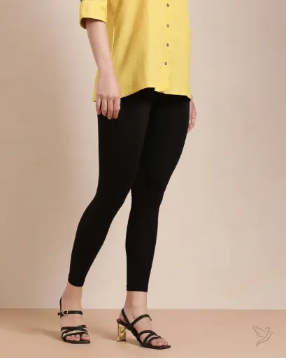 Twin Birds-Cotton Ankle Legging - Carbon Black