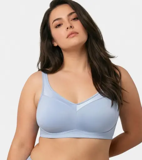 Enamor-Full Support Super Lift Women's Cotton Everyday Minimizer Bra - Non Padded, Wirefree, Full Coverage Bra (Chambray Melange)